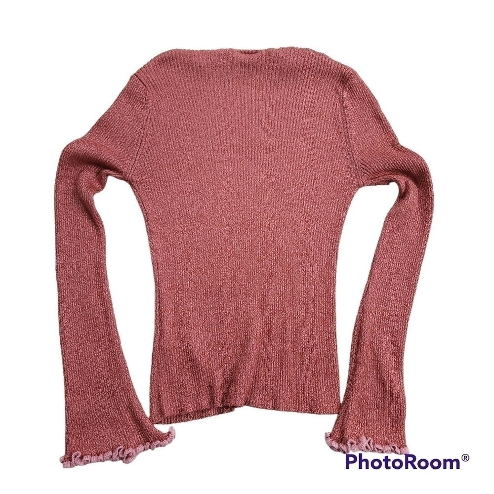 Topshop sz 8 Bodycon Ribbed Ruffle Cuff Sweater - Picture 4 of 6